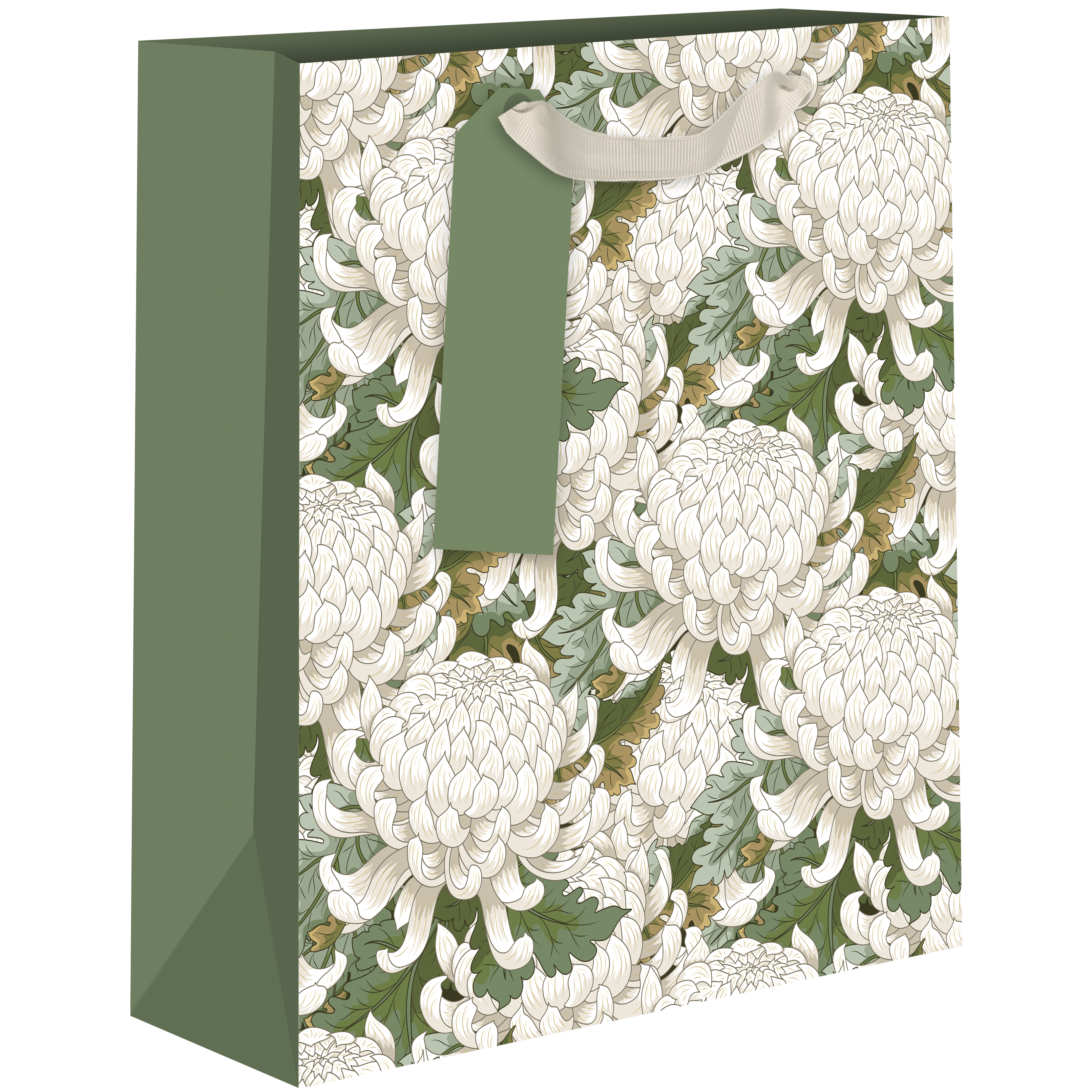 Medium AB PICTURA gift bag with chrysanthemum floral design, perfect for gift wrapping and special occasions.